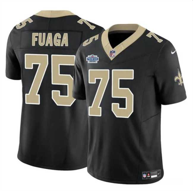 Men & Women & Youth New Orleans Saints #75 Taliese Fuaga Black 2024 With Dradt Patch F.U.S.E Vapor Limited Stitched Jersey